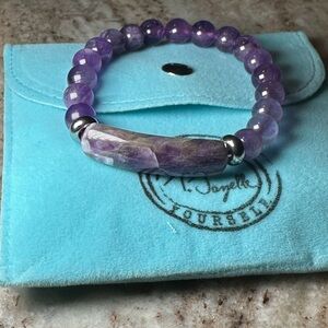 Purple Beaded Bracelet with Silver Accents
